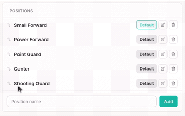 A Setting moved by drag and drop in the Positions list