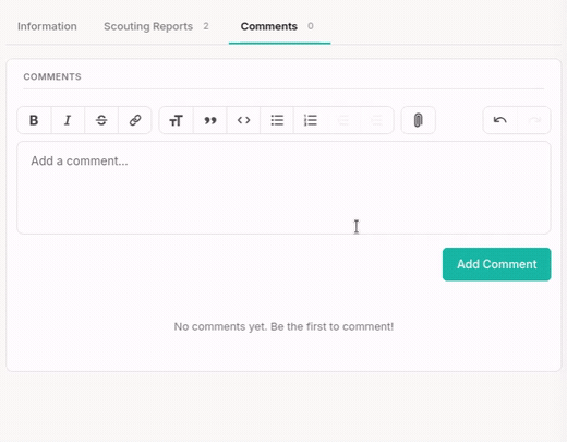 Writing a Comment with an @ mention on a Player page