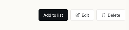 The action buttons at the top of the Player page: Add to list, Edit, Delete
